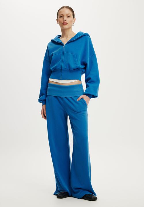 Cotton On - Fold Over Waistband Sweatpant - Cobalt