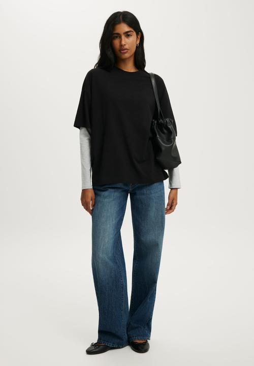 Cotton On - Boxy Short Sleeve Tee - Black
