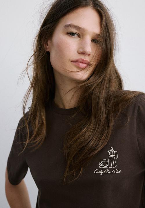 MANGO - T-shirt coffee - brown