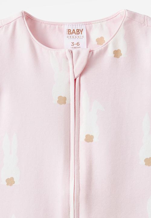 Cotton On - The Short Sleeve Zip Romper - Tea Party Pink/Bunny Tails