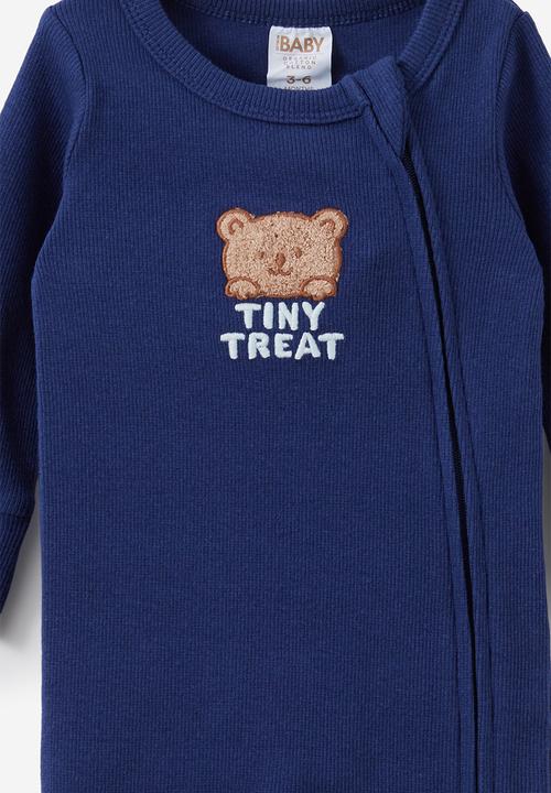Cotton On - The Long Sleeve Zip Romper - Denim Navy/Tiny Treat