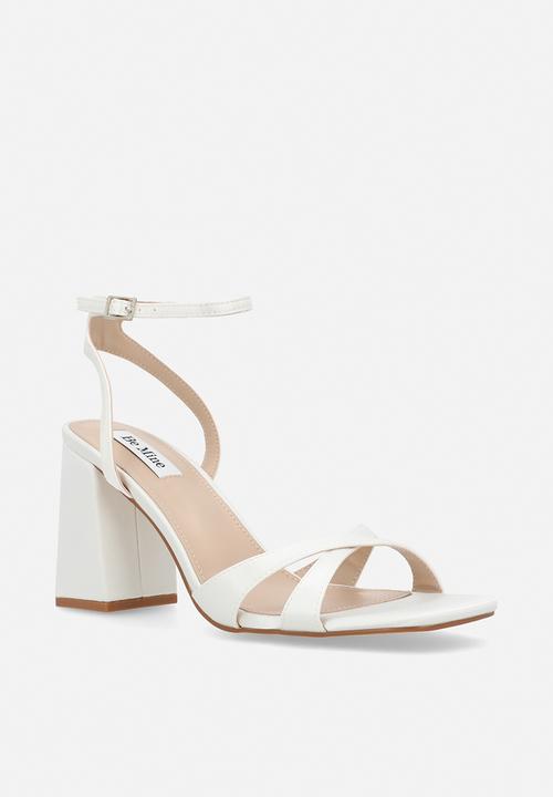Be Mine - Eshma open toe block heel ankle strap - ivory satin