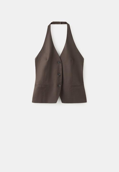 MANGO - Vest petunia - dark brown