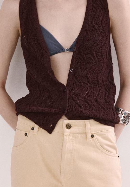 MANGO - Vest sitona - dark brown