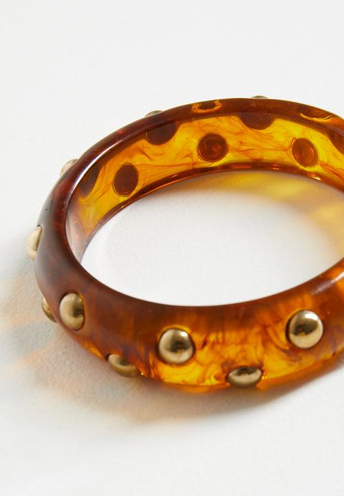 Rubi - Single Bracelet - Gold Studded Tort Bangle