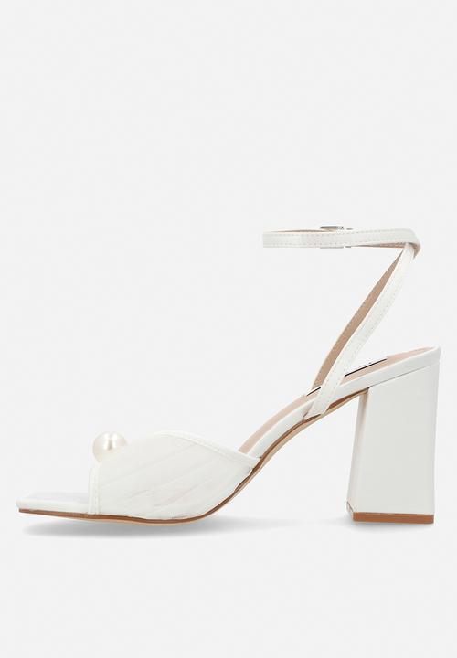 Be Mine - Punam open toe block heel ankle strap - ivory satin