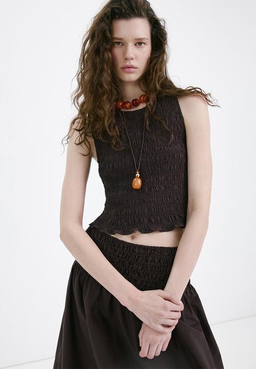 MANGO - Skirt siros - dark brown