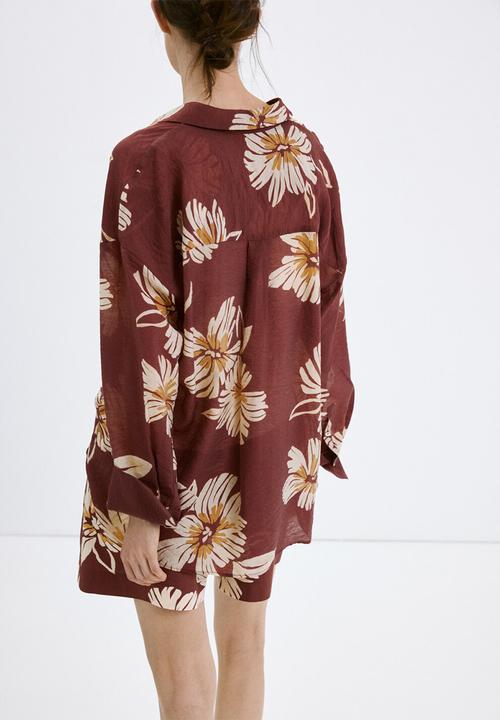 MANGO - Shirt sake - dark red
