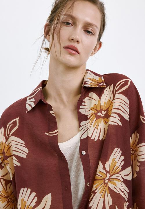 MANGO - Shirt sake - dark red