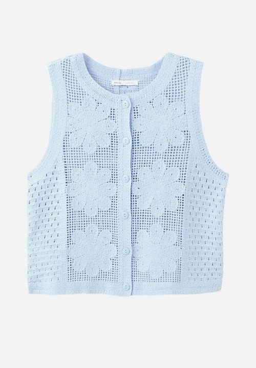 MANGO - Vest daisy - light/pastel blue