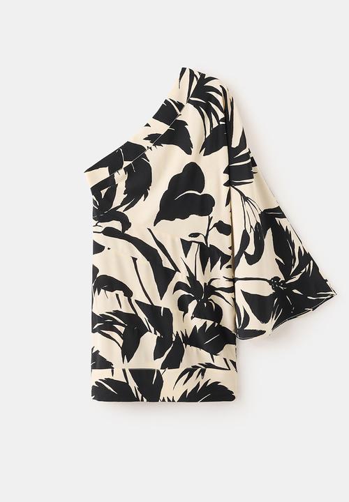 MANGO - Dress palm - light beige