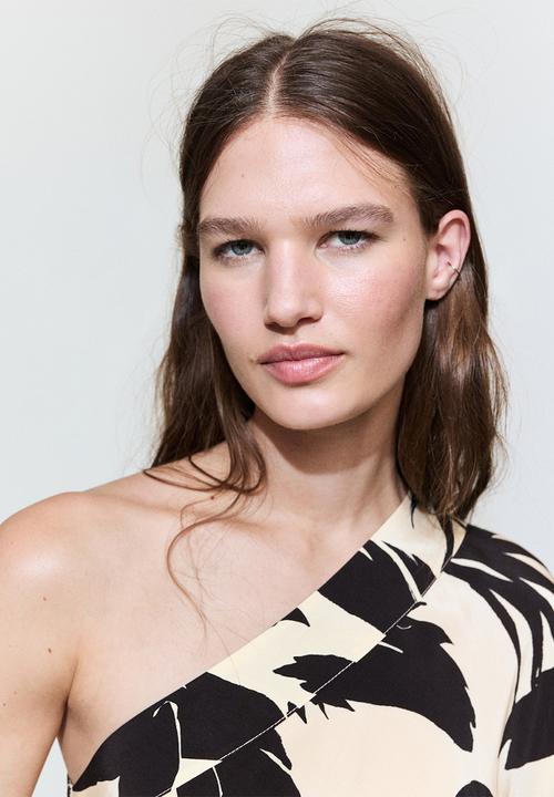 MANGO - Dress palm - light beige