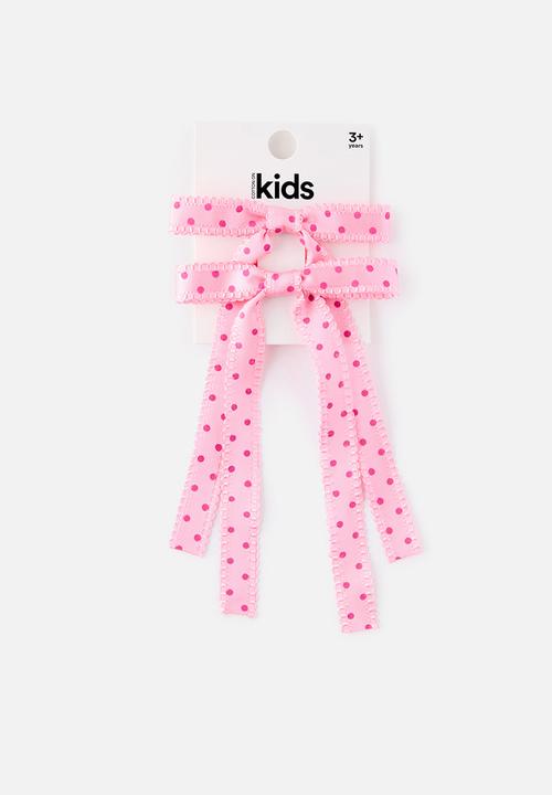 Cotton On - Birdie Bow Hair Clip - Strawberry Milk/Satin Polka Dot