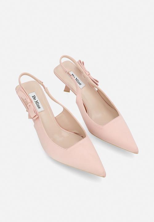Be Mine - Almeria closed toe stiletto heel slingback - blush satin