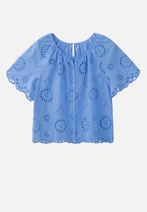 MANGO - Blouse brotes - medium blue