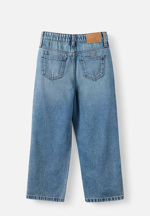 Cotton On - Unisex Straight Leg Denim Jean - Blue Haven Mid Blue/Pocket Trim