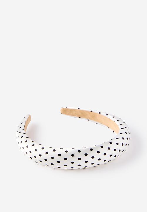 Cotton On - Luxe Headband - White/Satin Polka Dot