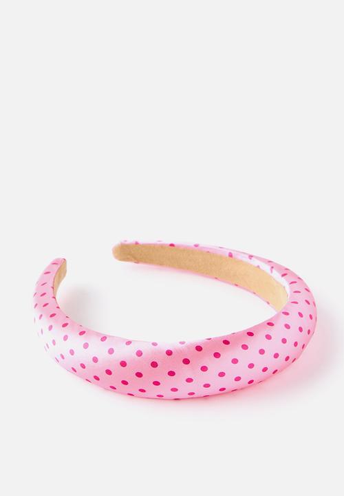 Cotton On - Luxe Headband - Strawberry Milk/Satin Polka Dot
