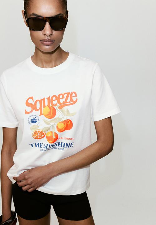 MANGO - T-shirt ilustra - orange