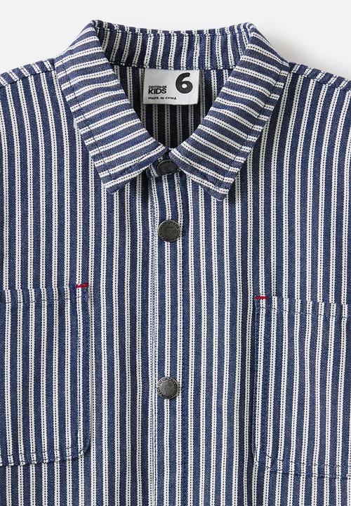 Cotton On - Cooper Overshirt -  Denim Navy/Ticking Stripe