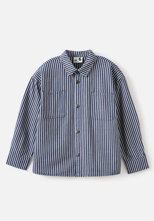 Cotton On - Cooper Overshirt -  Denim Navy/Ticking Stripe