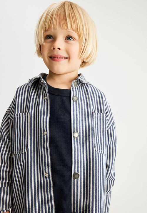 Cotton On - Cooper Overshirt -  Denim Navy/Ticking Stripe