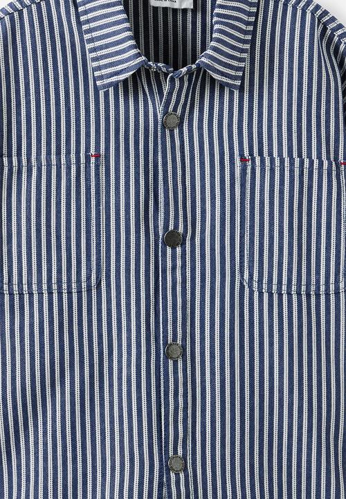 Cotton On - Cooper Overshirt -  Denim Navy/Ticking Stripe
