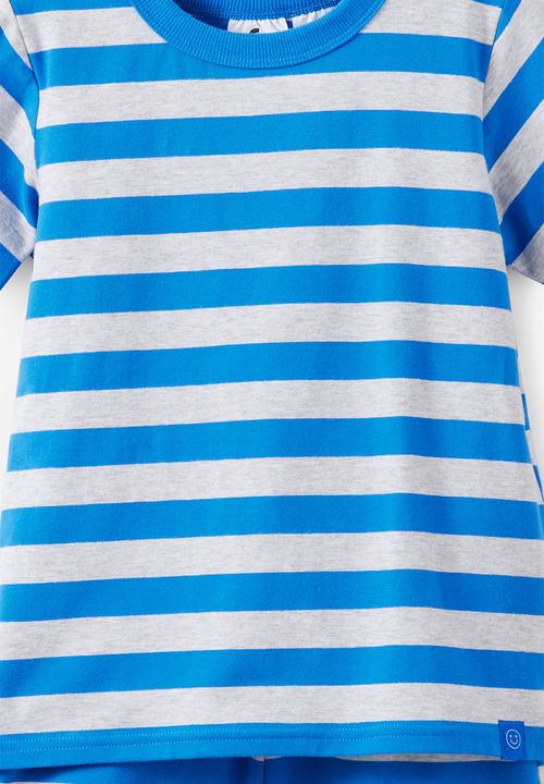 Cotton On - Dreamdrift Short Sleeve Pj Set - Harbour Blue/Grey Marle