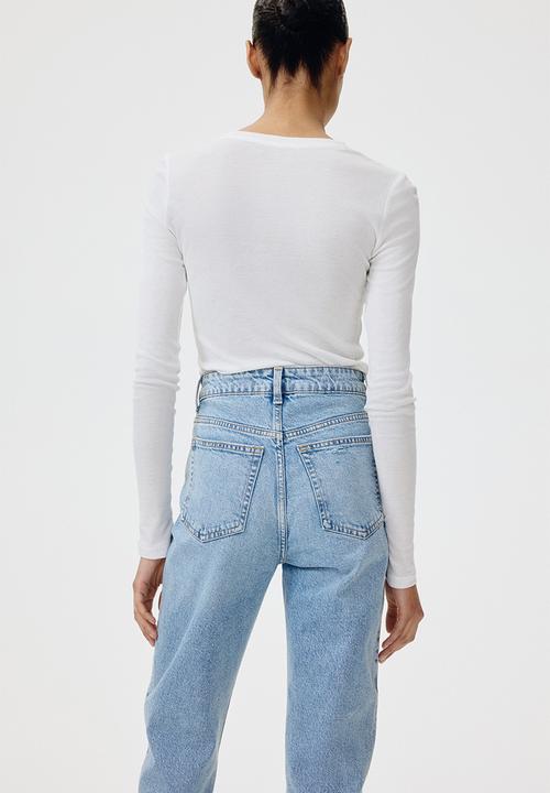 H&M - Mom slim fit high waist ankle jeans - light denim blue