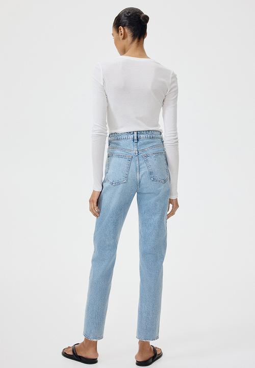 H&M - Mom slim fit high waist ankle jeans - light denim blue
