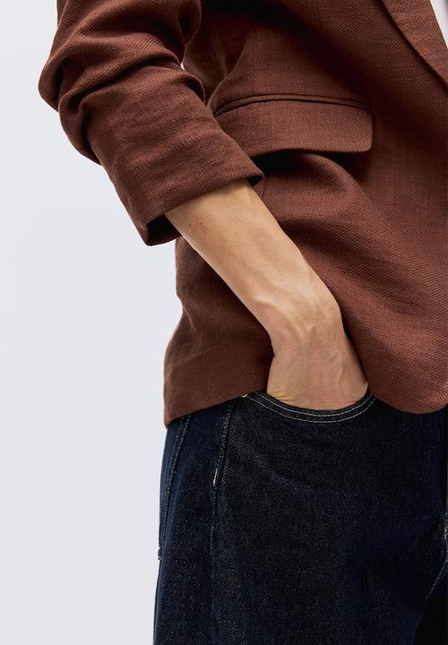 H&M - Gathered-sleeve blazer - rust red