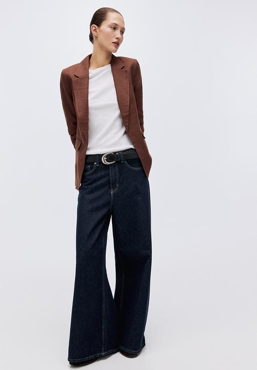 H&M - Gathered-sleeve blazer - rust red