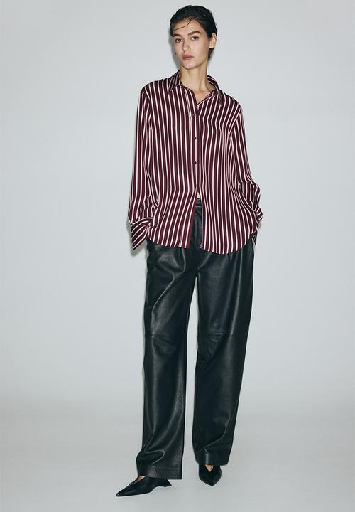 H&M - Shirt - burgundy/pink striped