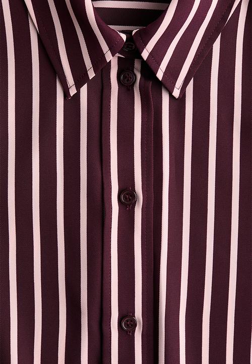 H&M - Shirt - burgundy/pink striped