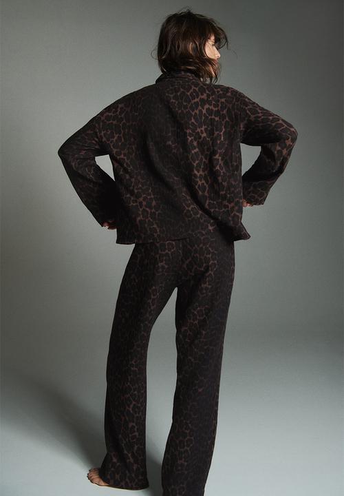 H&M - Cotton muslin pyjamas - brown/leopard print
