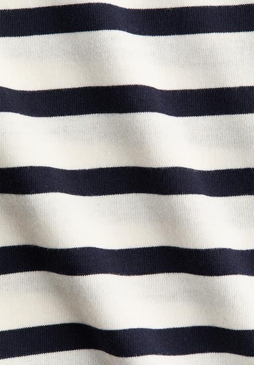 H&M - Long-sleeved cotton top - white/navy blue striped