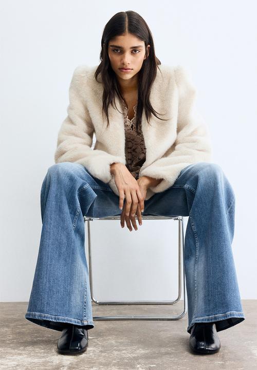 H&M - Wide high jeans - washed denim blue