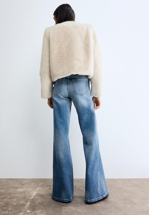H&M - Wide high jeans - washed denim blue