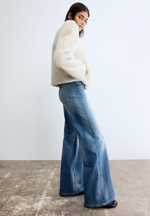 H&M - Wide high jeans - washed denim blue