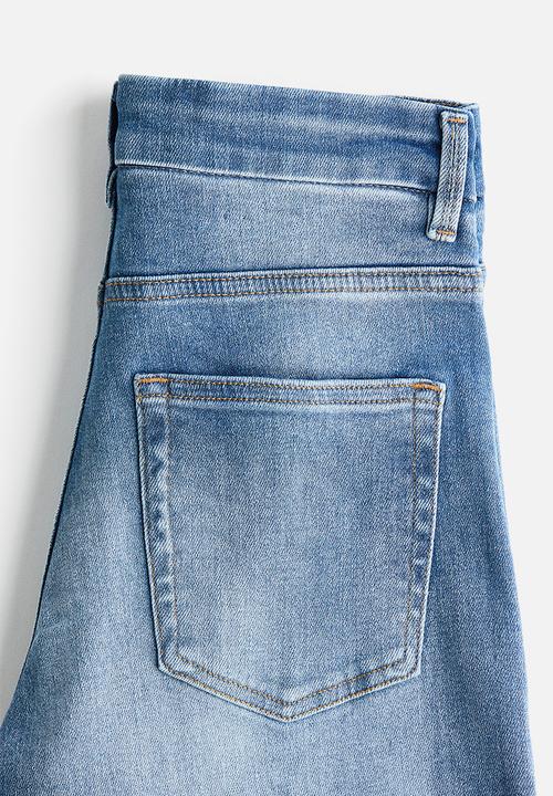 H&M - Wide high jeans - washed denim blue