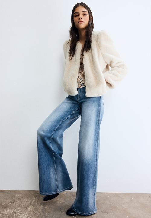 H&M - Wide high jeans - washed denim blue