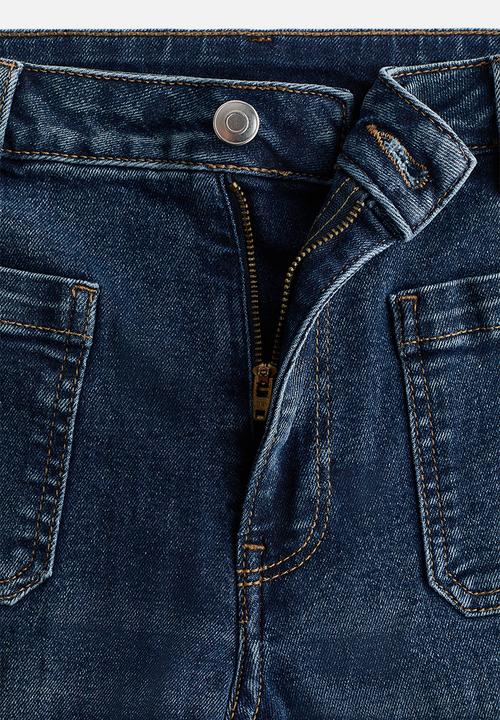 H&M - Wide high waist jeans - navy denim blue