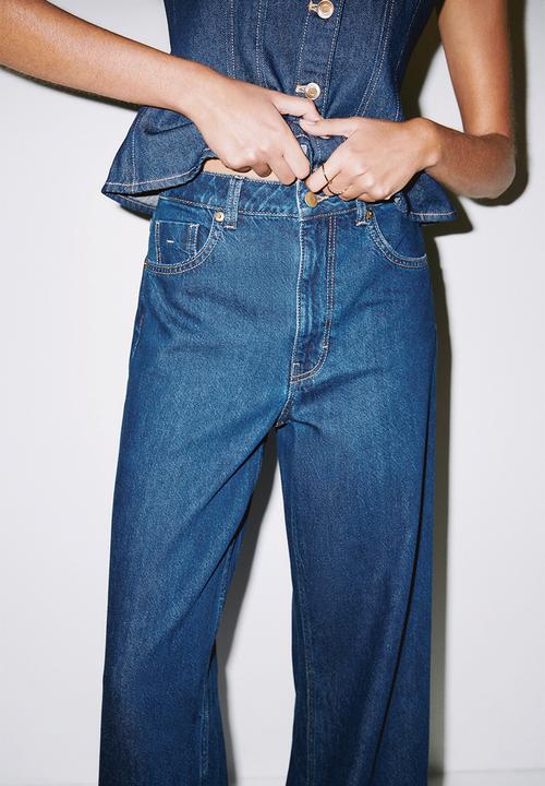 H&M - Wide ultra high jeans - dark denim blue