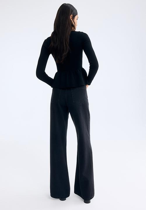 H&M - Wide ultra high jeans - denim black