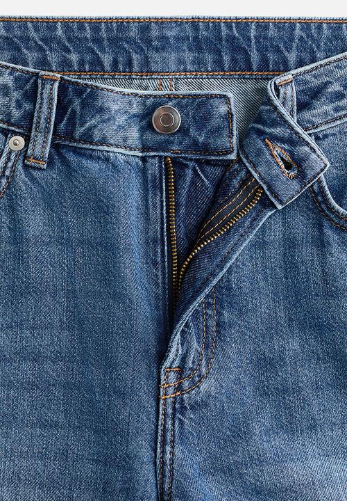 H&M - Wide regular side-striped jeans - denim blue/dark blue