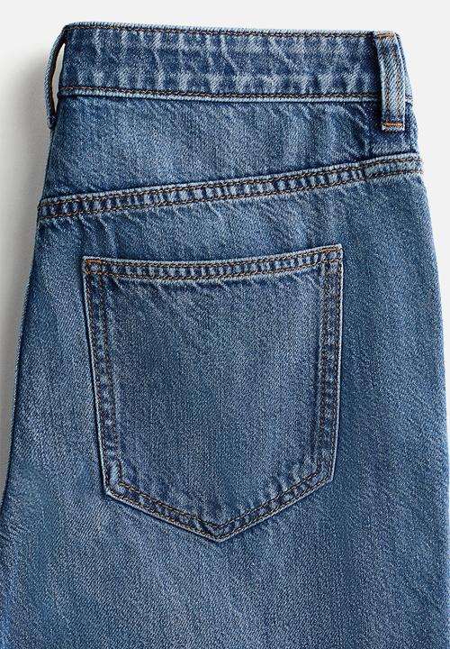 H&M - Wide regular side-striped jeans - denim blue/dark blue