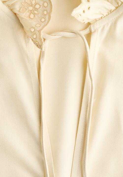 H&M - Frill-trimmed blouse - light yellow