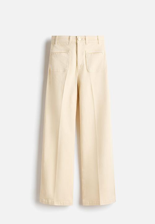 H&M - Wide high jeans - pale yellow