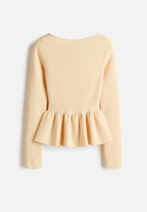 H&M - Knitted peplum top - light yellow