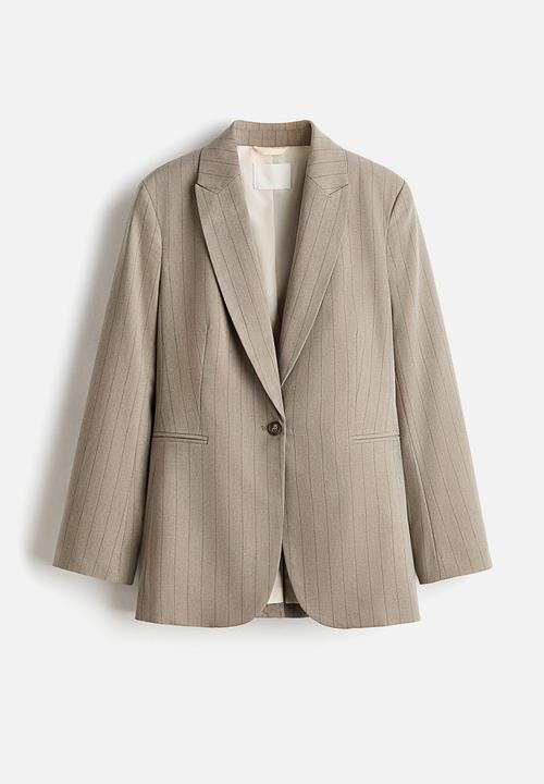 H&M - Single-breasted blazer - beige/pinstriped